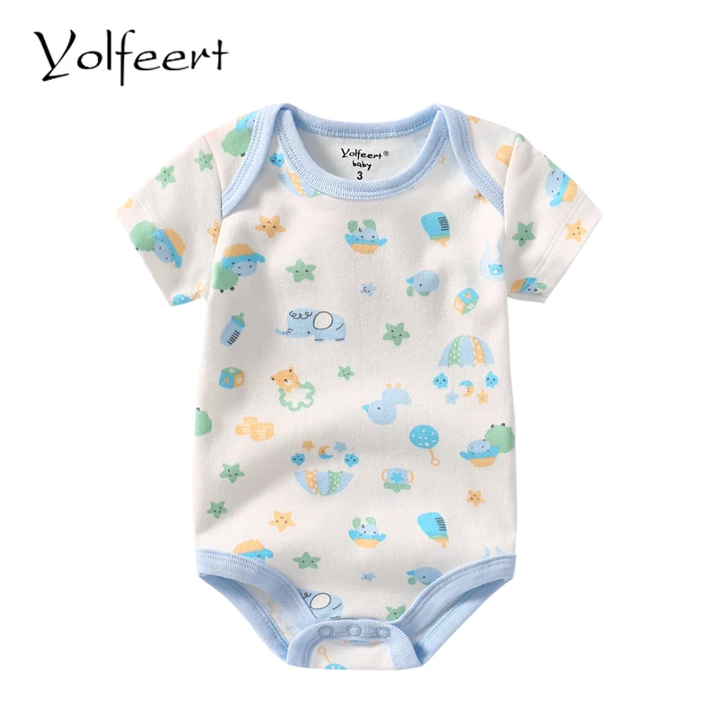 YOLFEERT 1pc Short Sleeve 3 18M Baby Bodysuit Newborn Baby Boy Summer