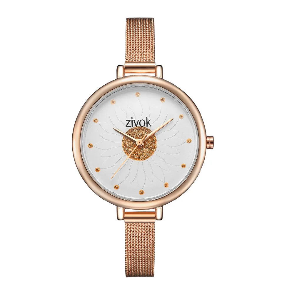 

zivok 2018 Women 3D Flower Watch Daisy Pattern Wrist Watches Ladies Simple net Band Flower Dial Quartz Watch Relogio Feminino