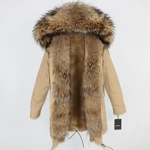Image 3 - OFTBUY 2020 Long Parka Real Natural Raccoon Fur Coat Winter Jacket Women Streetwear Outerwear Thick Warm Casual Big Fur Collar