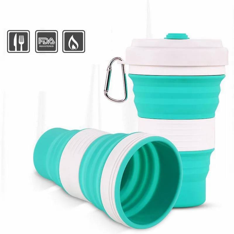 

550Ml Foldable Silicone Water Bottle Portable Collapsible Drinking Bottle Sports Outdoor Travel Large Capacity Water Bottles