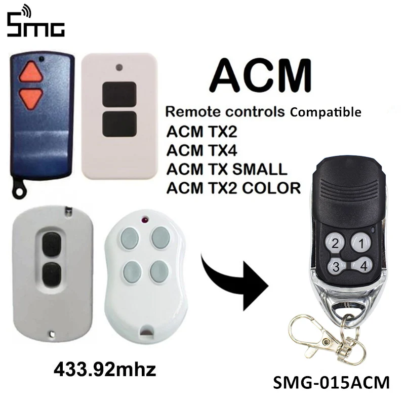 

433MHZ ACM TX2 TX4 TX SMALL garage switch controller compatible remote control 433,92Mhz rolling code key fob command