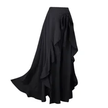 Женская и серого цветов на молнии сбоку с завязкой спереди наложения штаны с оборками Детские юбки с бантом с длинными Skirt_3.16