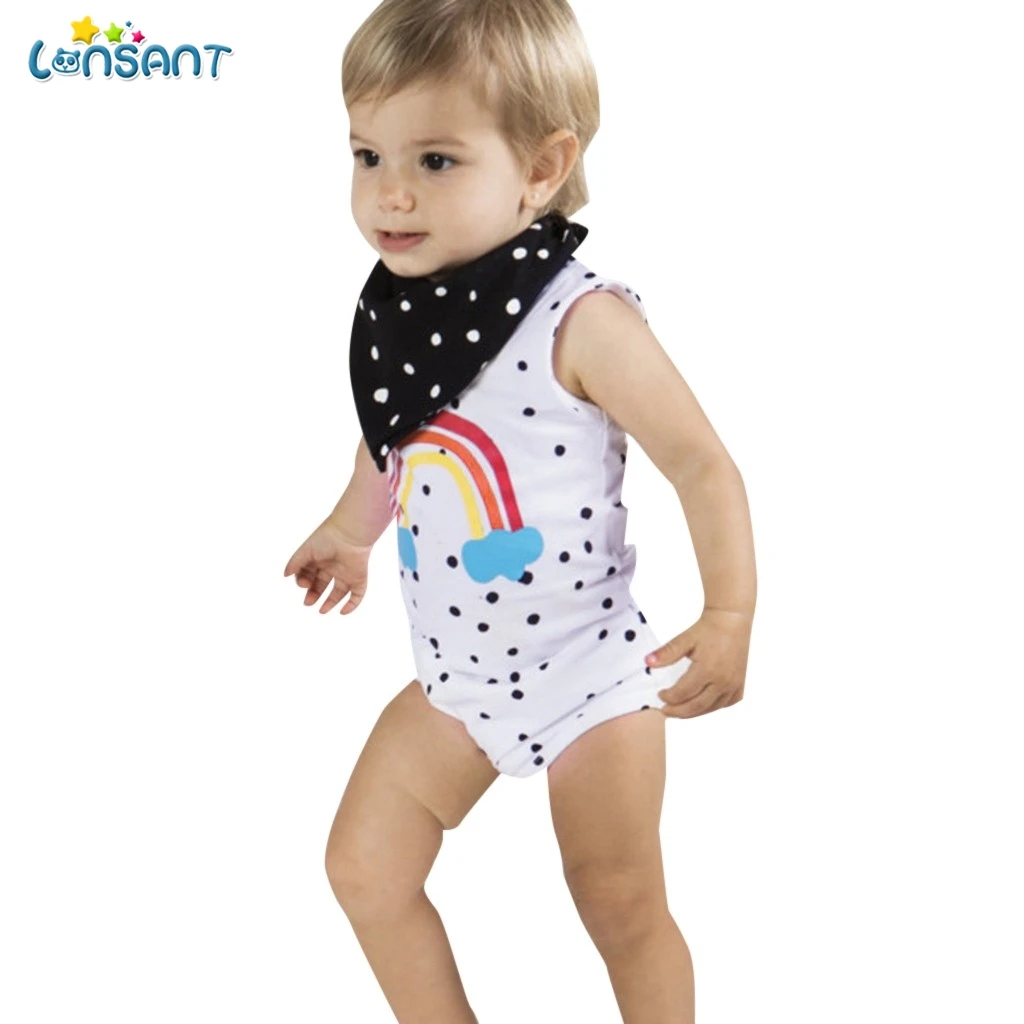 LONSANT Print Bodysuit Baby Boy Girl Clothes Sleeveless Bodysuits 2019