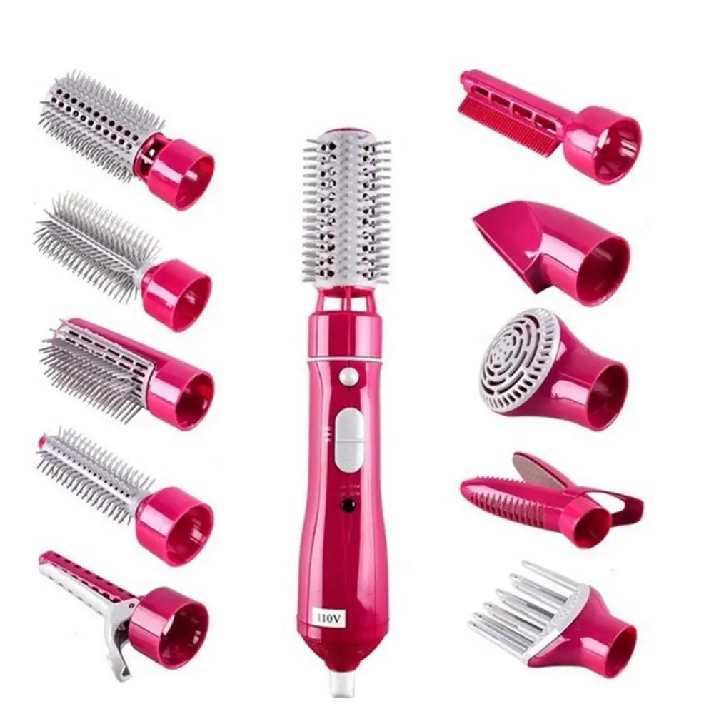 

10PCS Multifunctional Hair Dryer Brush Styling Tools Electric Hair Curling Iron Big Wave Hair Curler Ionic Hair Comb