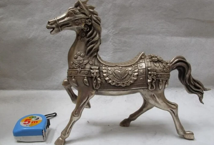 

Free Shipping USPS to USA S2787 12 Chinese White Copper Silver Feng Shui Lucky Money wealth running Horse Statue