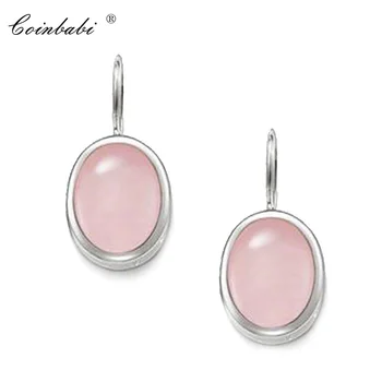 

Drop Earrings Pink Oval Romantic Gift For Women Ts Earring Thomas Style 925 Sterling Silver Crystal Fashion Jewelry