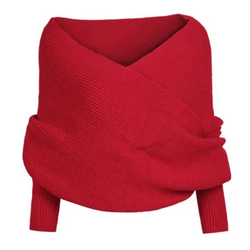 Стиль Мода Горячая США сток Женская мода с открытыми плечами трикотажная накидка Топ накидка шаль - Цвет: Красный