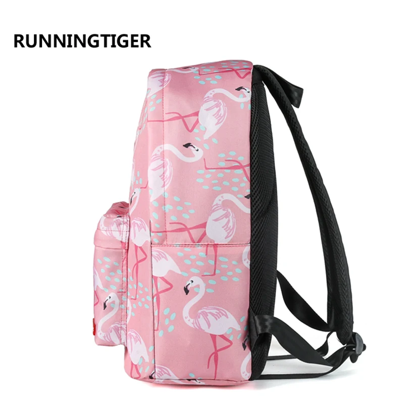 RUNNINGTIGER детские школьные сумки для девочек с розовым принтом фламинго женский