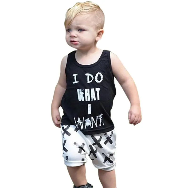 

Infant Baby Boy Summer Clothes Sets I Do Whta I Want Letter Printed T-shirt and Pants Suit Sport Suits