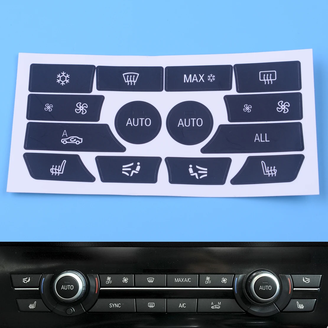 

AC Dash Climate Control Panel Button Repair Sticker Decal Kit Fit For BMW 5 Series Replacement