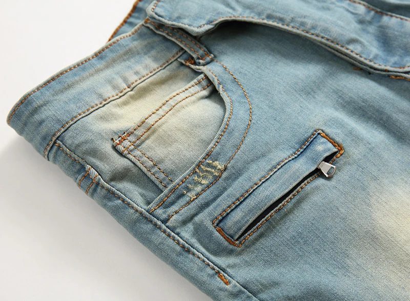 Джинсы из денима в стиле хип-хоп, мужские винтажные штаны с дырками в стиле пэчворк, обтягивающие мужские брюки, осенние мотоциклетные уличные брюки