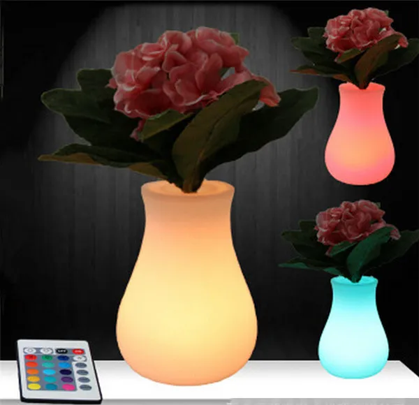

remote control LED vase Colorful Glow Flower vase Night light desktop Decorative lights Colorful plastic vase