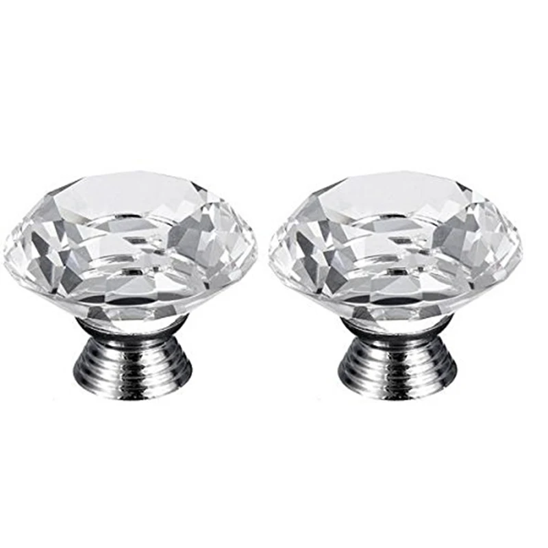 

2 pieces White transparent crystal door handle Crystal Door Handle Buttons Cabinets Drawer Furniture Cabinet handle 30mm Knob