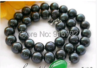 

Wholesale >>>>sCharming AA++ 17" 12mm Tahitian black round FW pearl necklace