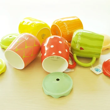 

Creative Fruit Mug Couple Coffee Cup Cute Large Capacity Handmade Ceramic Coffee Copos Mugs Bone China Canecas Tea Cups 50N4081