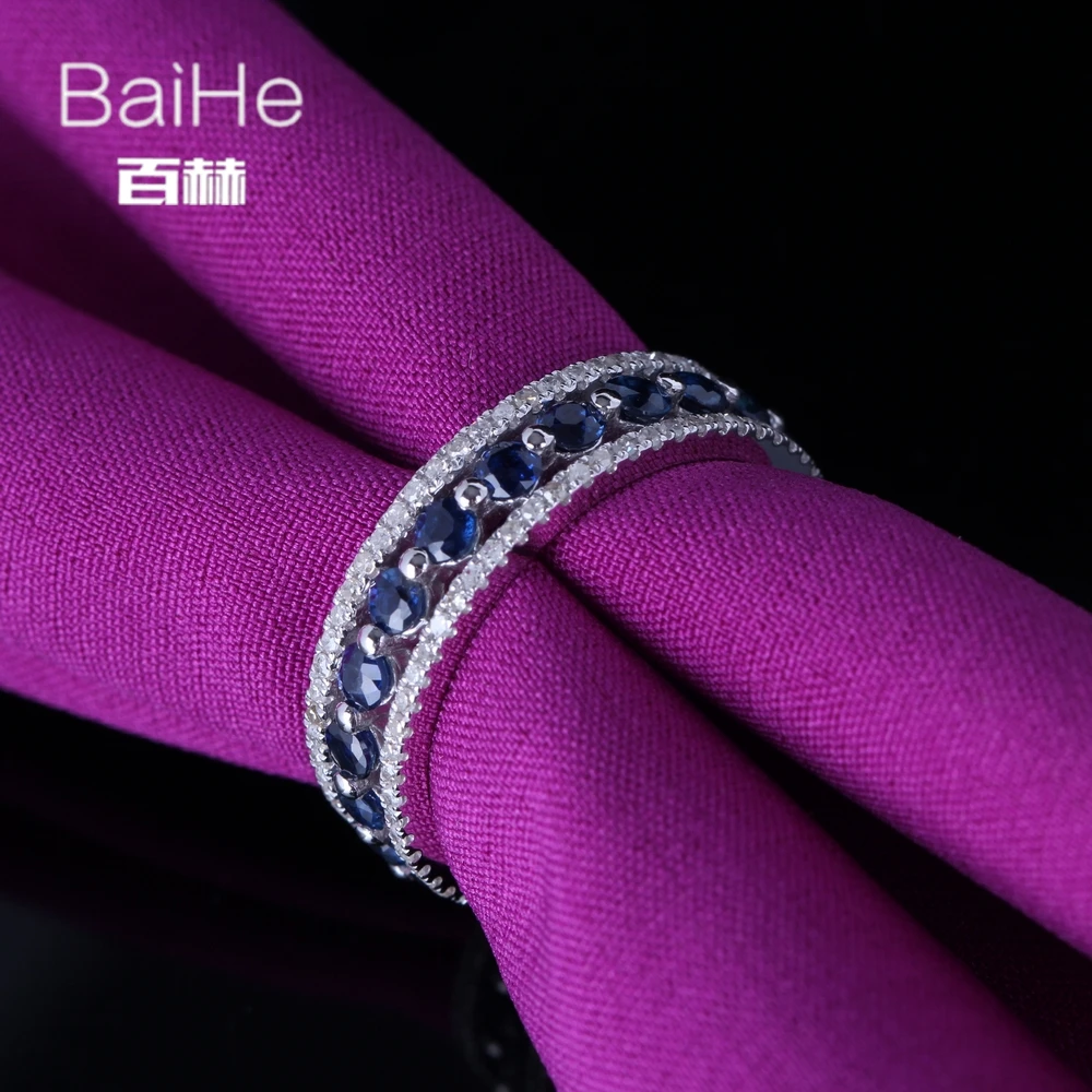 BAIHE Solid 14 K белое золото(AU585) 1.7CT сертифицированные H/SI натуральные бриллианты сапфиры свадебные женские модные ювелирные изделия кольцо