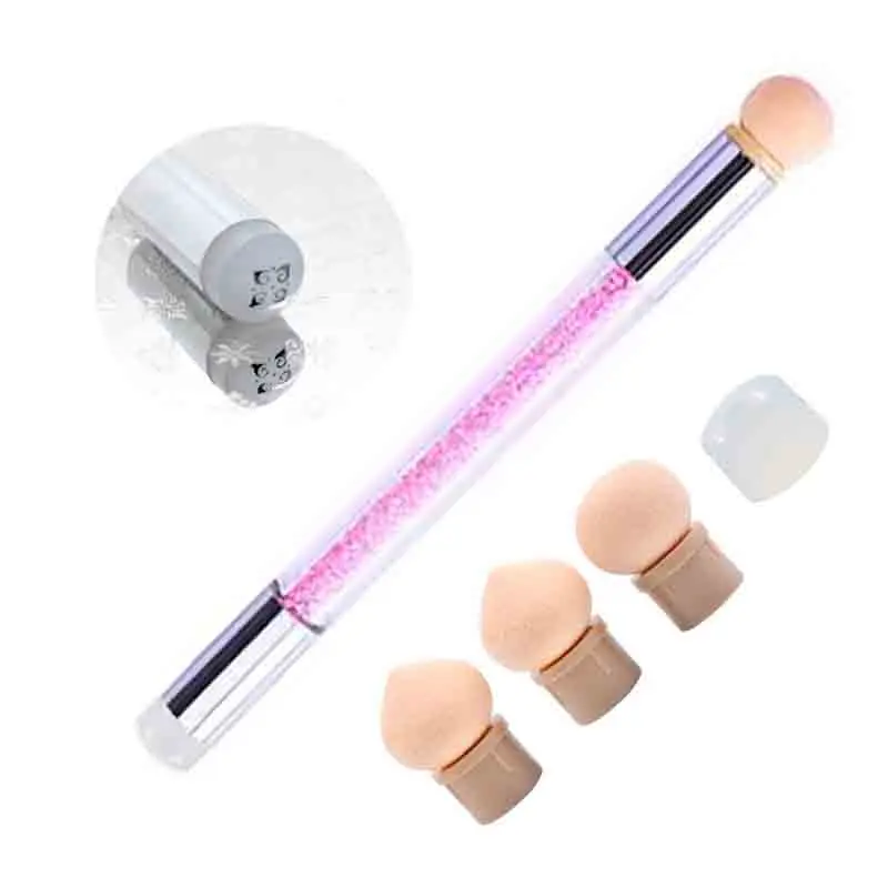 Nail Art Sponge& Silicone Brush Double-Headed Pen Gradient Blooming Transfer Stamping 6 Sponge Head Pen Manicure Tool - Цвет: NO5