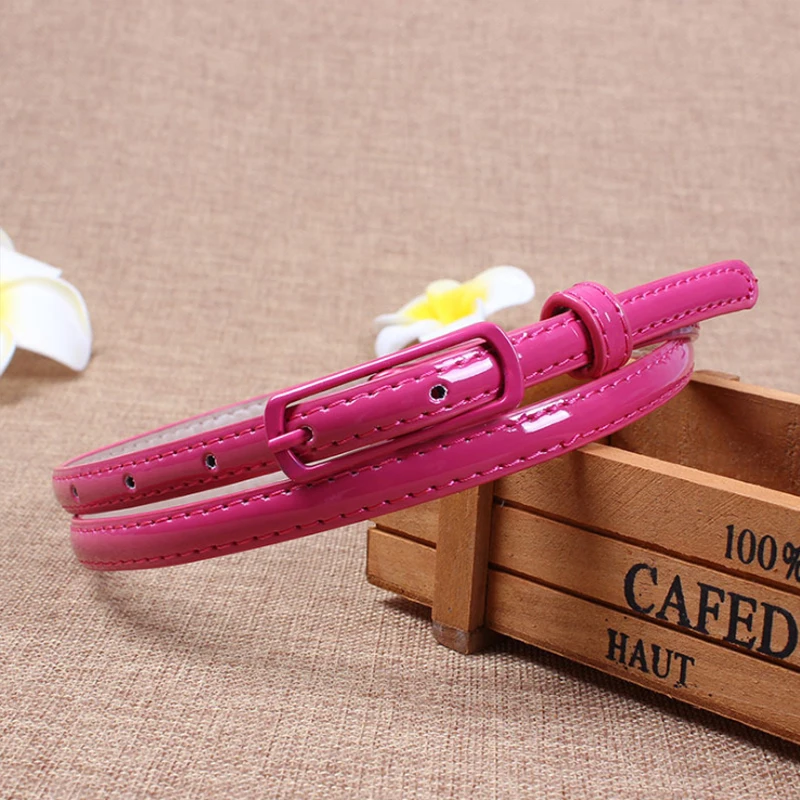 Naiveroo PU Leather Belts Thin Skinny Waistband Adjustable Belt Candy Colors Leather Belt Sweetness Women Female Belts For Dress