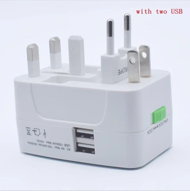 Travel Adapter Мощность разъем Электрический переходника штепсельной вилки International адаптер Универсальный разъем USB Мощность Зарядное устройство конвертер США ЕС Великобритания AU