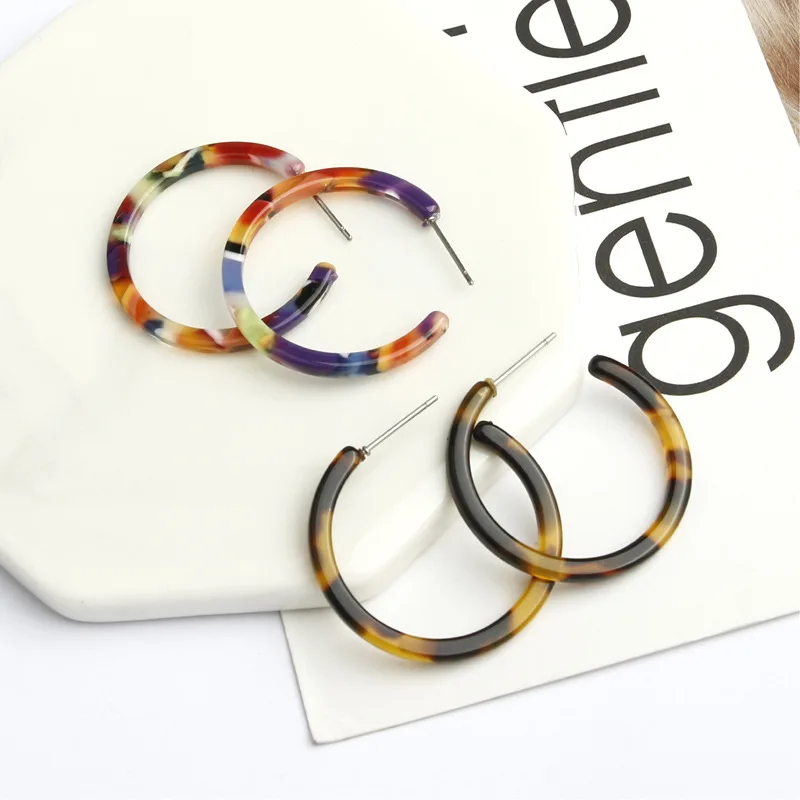 2019 New Fashion Tortoise Color Leopard Print Acrylic Acetic Acid Sheet Geometric Circle Square Long Drop Earrings for Women | Украшения и