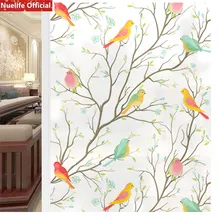 Дерево, ветви Цвет Птица узор Электростатическая пленка «замороженное стекло» гостиная спальня ванная комната для детей дверь Солнцезащитная пленка