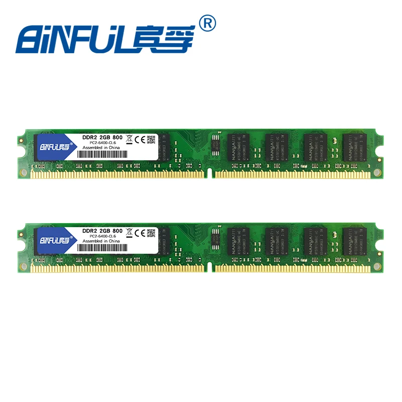 BINFUL DDR2 4 Гб(2 шт x2гб) 800 МГц память PC2-6400 память для настольного компьютера ram PC 1,8 в двухканальный