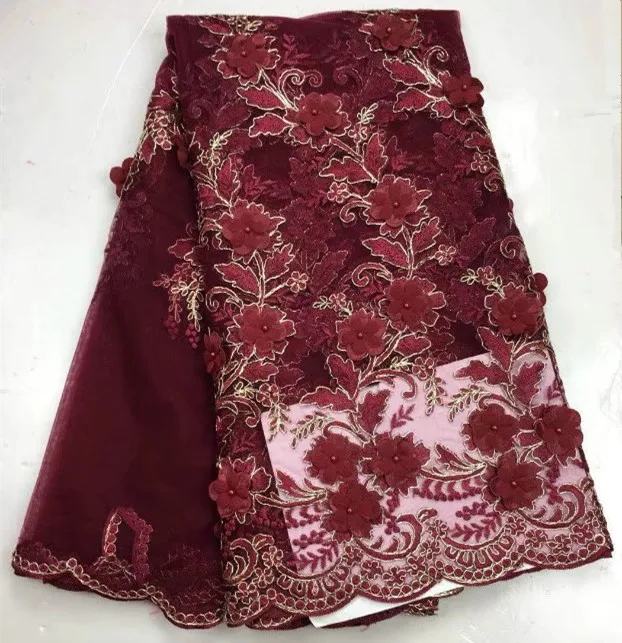 African Lace fabric Hot Sell Mesh 2018 New Arrival Wine Color african cord /guipure lace Fabric High Quality For bride | Дом и сад