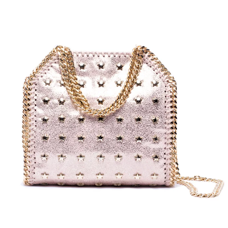 

Ladies rivet crossbody bags fashion shoulder chain bags women flashing banquet flap bag colorful star women clutch totes