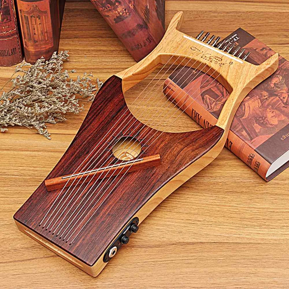 

2019 Newest Style Lyre 10 String Wooden Color Harp Antiquity Chinese Style Professional Concert Stringed Instruments