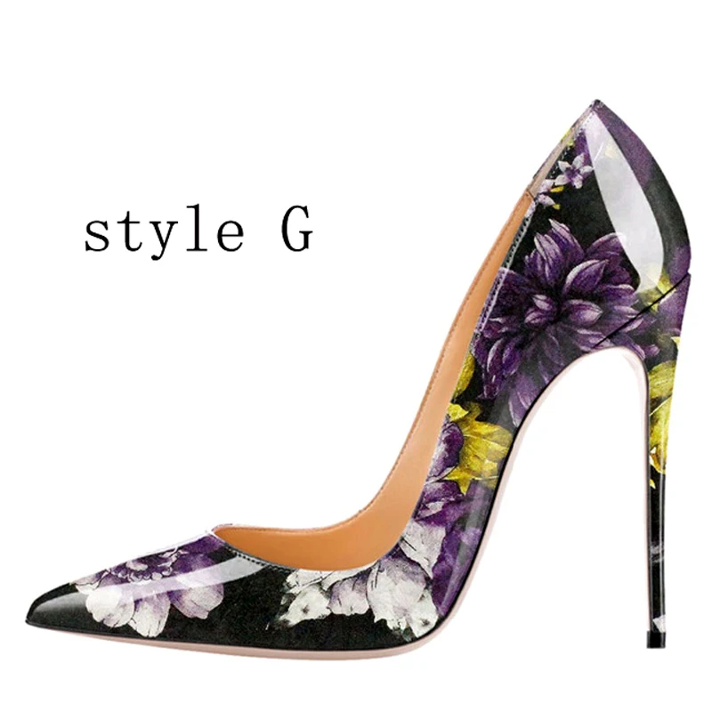 Carollabelly/стильные женские туфли-лодочки; элегантные туфли-лодочки с острым носком на тонком каблуке с ручной печатью; женская обувь размера плюс 4-14