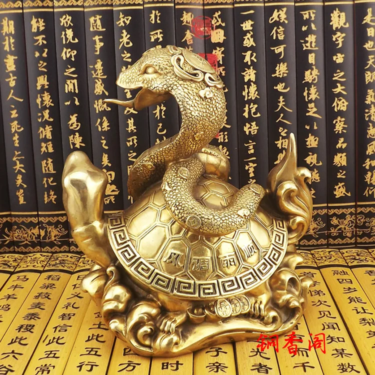 

Old antique Bronze Arts & Crafts Home decoration of the devastating copper square pure copper dragon turtle