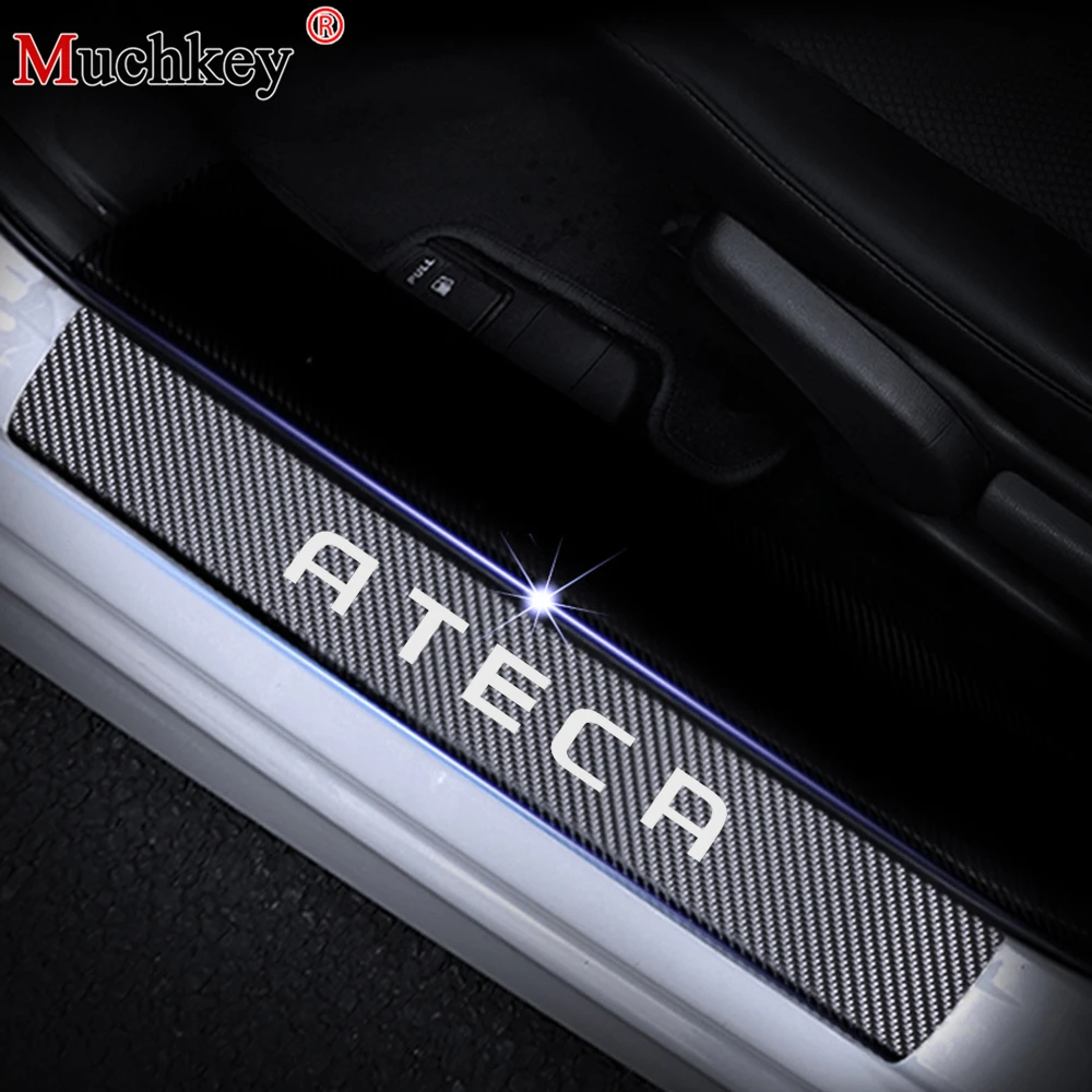 

For SEAT ATECA Car Door Sill Welcome Pedal Stickers Door Entry Guard Protector 4D Carbon Fiber Vinyl Sticker Car Styling 4Pcs