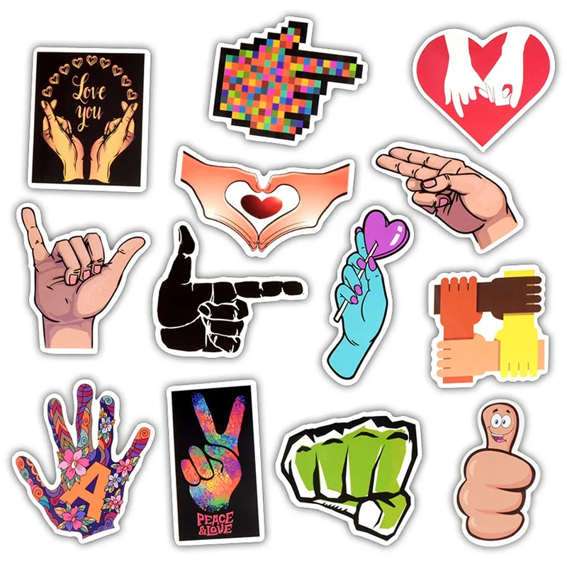 50pcs Love Thank Your Floral Hand Compute Stickers Laptop Vinyl Skin Sticker Decoration Mixed Decal for Macbook Moto Car Luggage