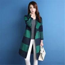 New 2016 Casacos Femininos Women Coat Women’s Plus Size Slim Woolen Coat Autumn Winter Wool Coat Plaid Overcoat Students C216