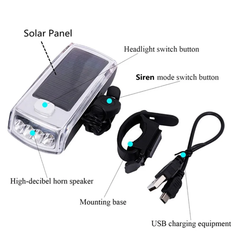 Flash Deal 1200 Lumen Bicycle 4 LED Solar Powered USB Rechargeable Front Light+ Tail Light Lamp Safety Built-in Li-polymer Battery #2M23 3 Flash Deal 1200 Lumen Bicycle 4 LED Solar Powered USB Rechargeable Front Light+ Tail Light Lamp Safety Built-in Li-polymer Battery #2M23 3