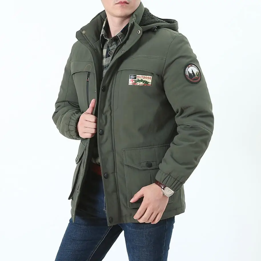 ROHOPO Parkas Deportes мужские непромокаемые парки прямые deportes safari толщина куртка флисовая теплая парка мужское теплое пальто - Цвет: Армейский зеленый