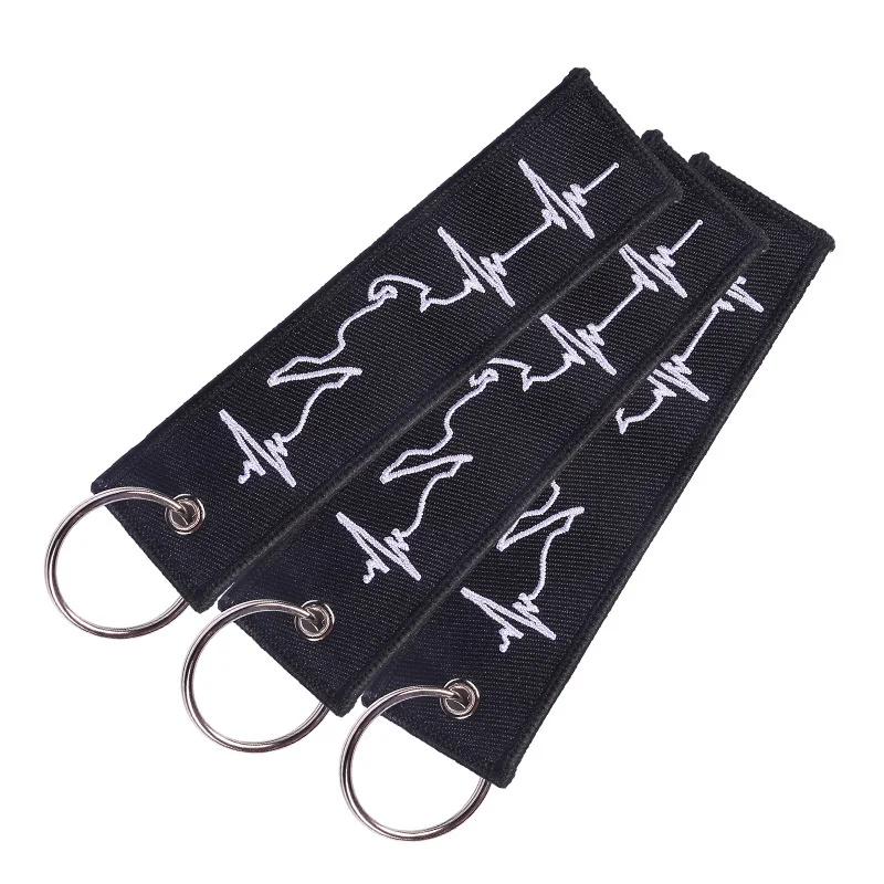 

DoreenBeads 1 PC Embroidered Decorative String Ornament Tag Heartbeat Pattern Clothes Sleeves Pants Keychain Decoration 12*3 cm