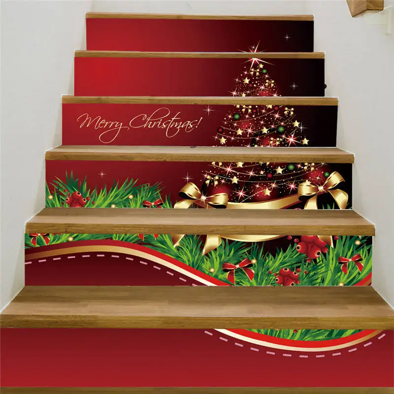 Наклейки на стену Рождество 3D моделирование Стикеры для лестницы водонепроницаемые наклейки на стену DIY украшения лестницы Мода Горячая Новинка Feb7