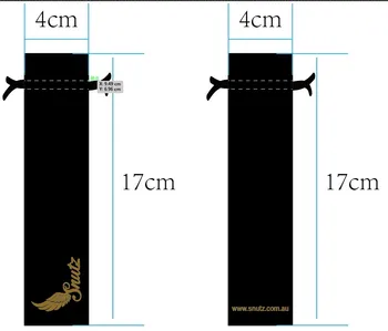 

Customized Logo 4*17cm black satin bag with both side gold logo Drawstring Jewelry Gift Bags satin bag