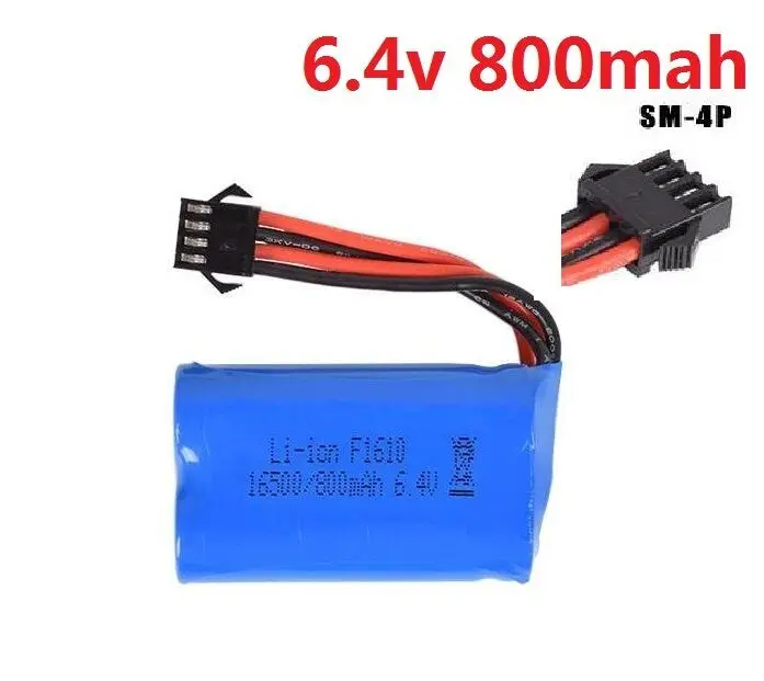 YUKALA 6,4 v 1000 mah/800 mah/750 mah/500 mah/320 mah литий-ионный аккумулятор JST SM4P plus для wltoys rc автомобиля L959 18628 - Цвет: Фиолетовый