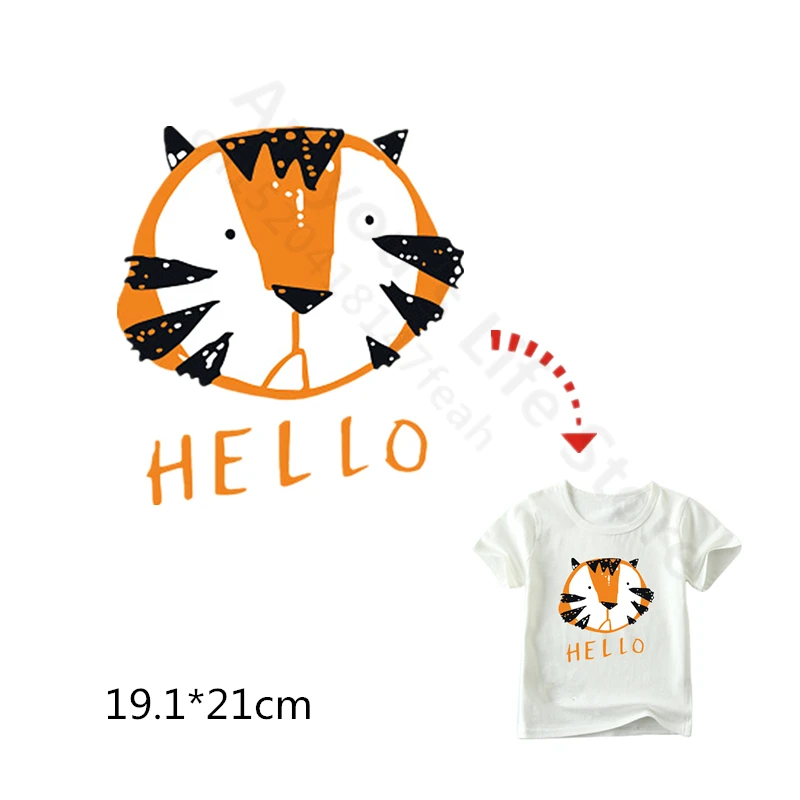 

Tiger Rabbit Lion Wolf Sticker for Kid Girl Boy Clothing Transfer Thermal Press Pyrography Paper iron On T-shirt Jacket Patches