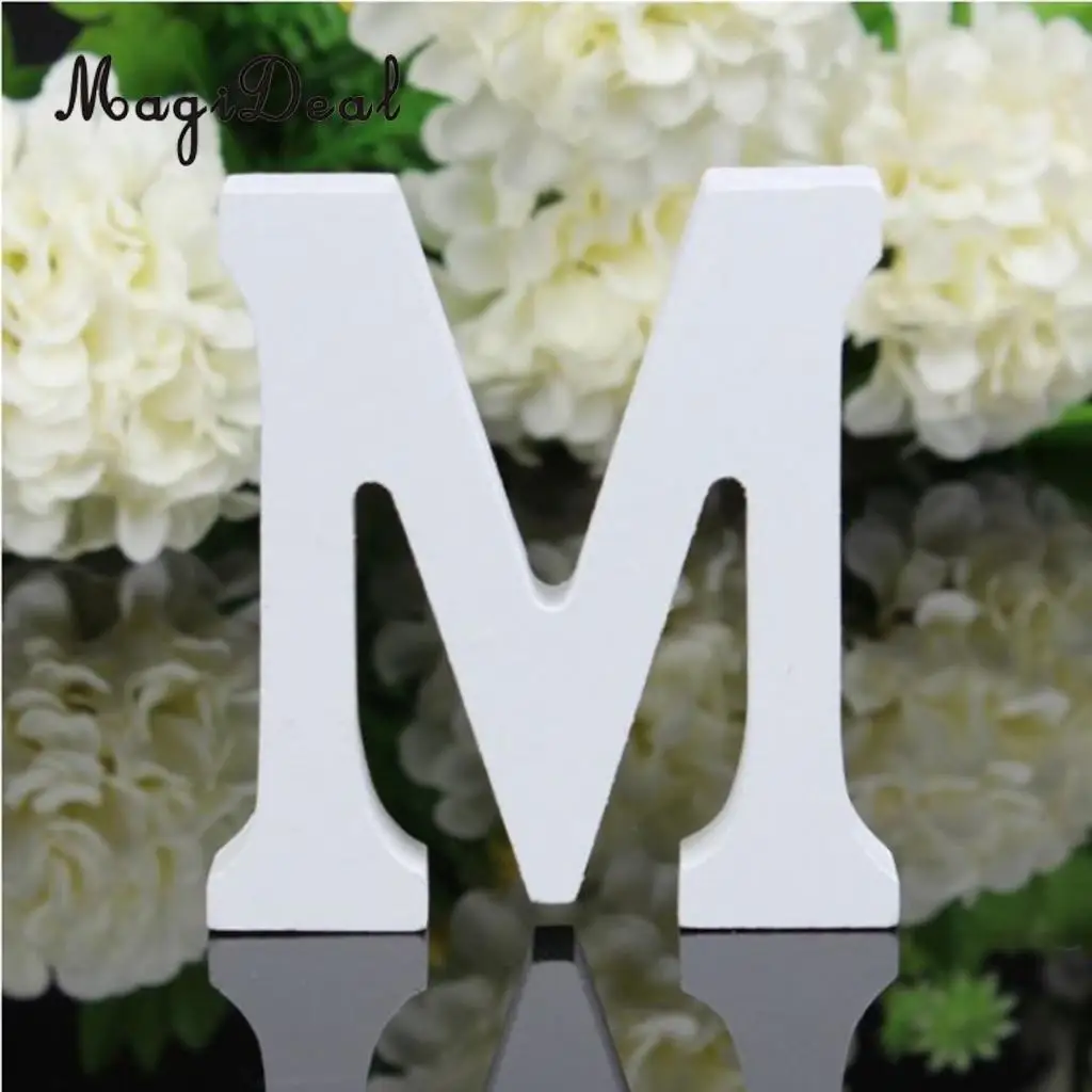 Wooden Alphabet DIY Block Words Sign Hanging Decor Letter for Home Bedroom Office Wedding Party Decor White