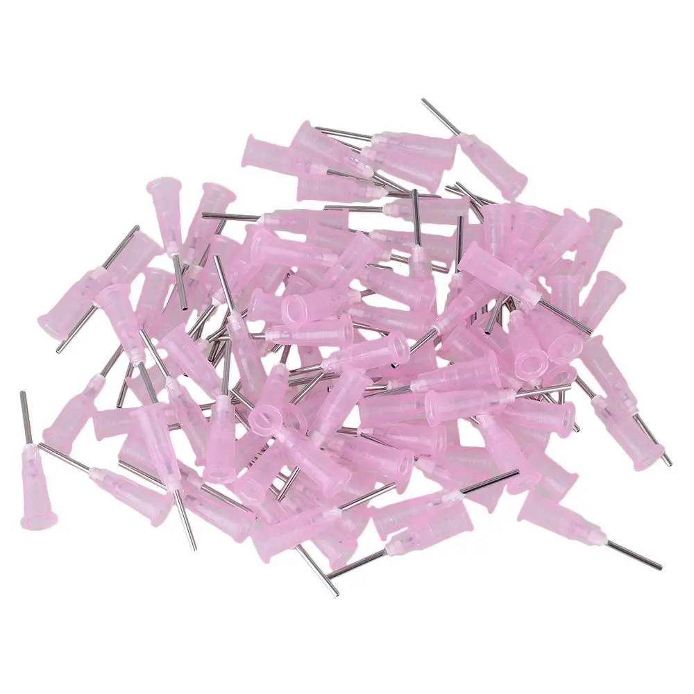 

1/2'' Plastic 18Ga Stuck Connector Stainless Steel Dispenser Needles Liquid Adhesive Glue Syringe Pack of 100