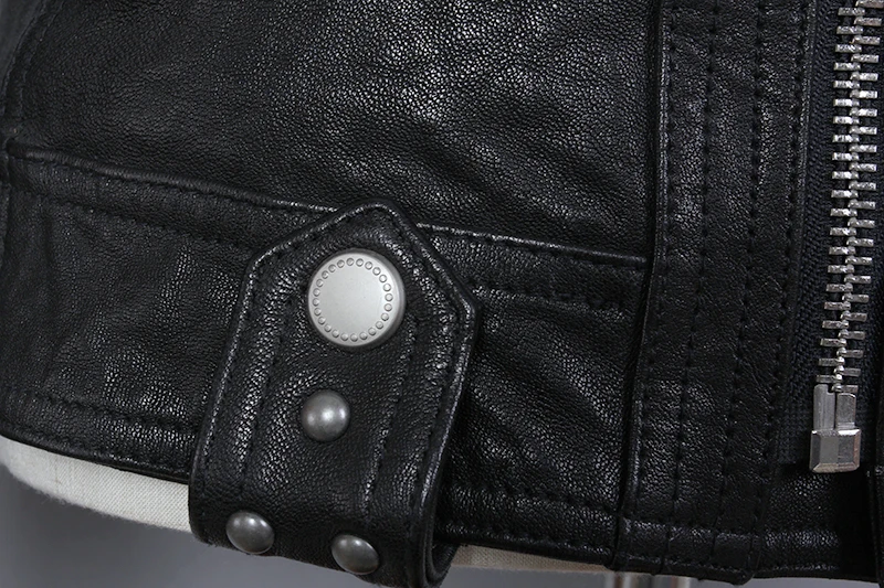 Sale 2019 Fashion Genuine Leather Jacket Men Sheepskin Turn Down Collar Slim Fit Real Leather Jacket Short Letter pattern Autumn Coat 12