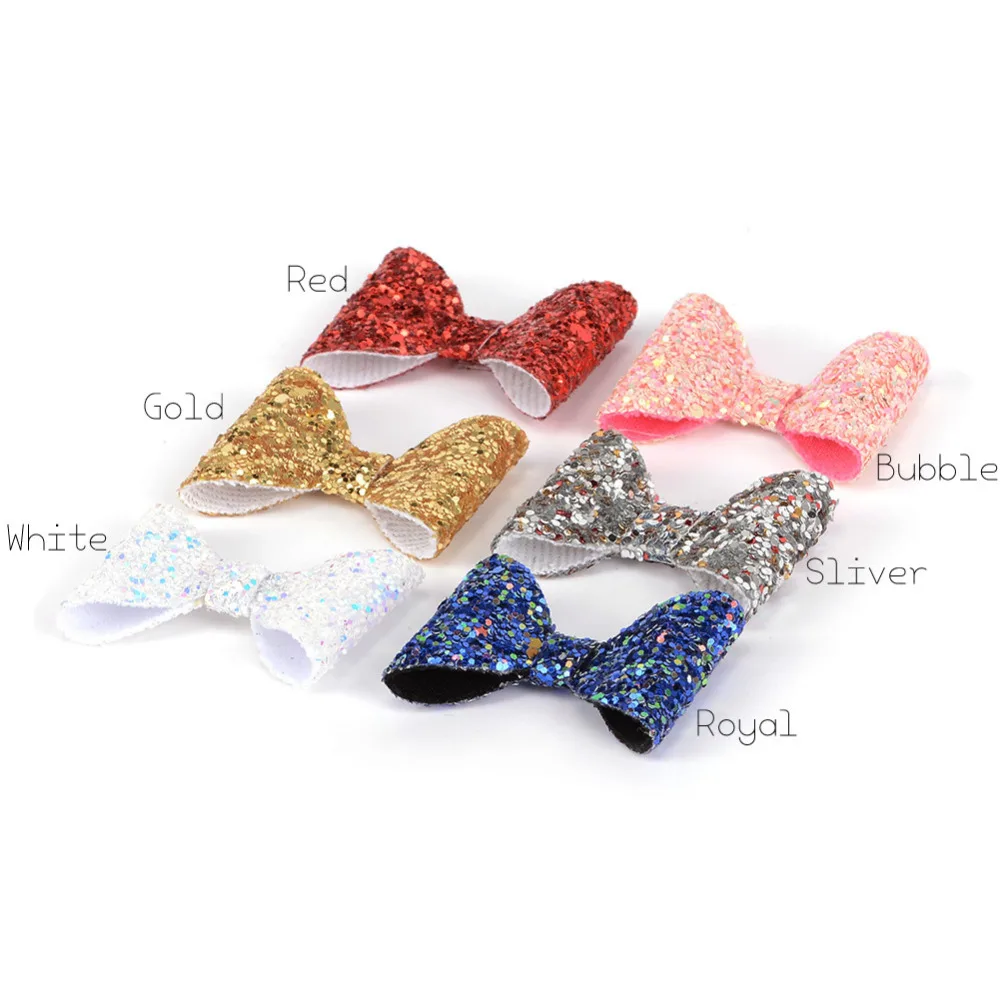 30pcs/lot 2inch Glitter Hair Bows Without Clip Handmade Mini Bow For DIY Crafting | Детская одежда и обувь