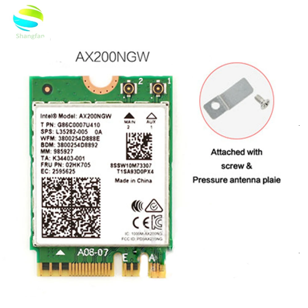 Двухдиапазонный 2,4 Гбит/с беспроводной сети AX200NGW Wifi PCI-E 1X карта для Intel AX200 2,4G/5 ГГц 802.11ac/ax Wi-Fi Bluetooth 5,0 адаптер - Цвет: Intel AX200NGW