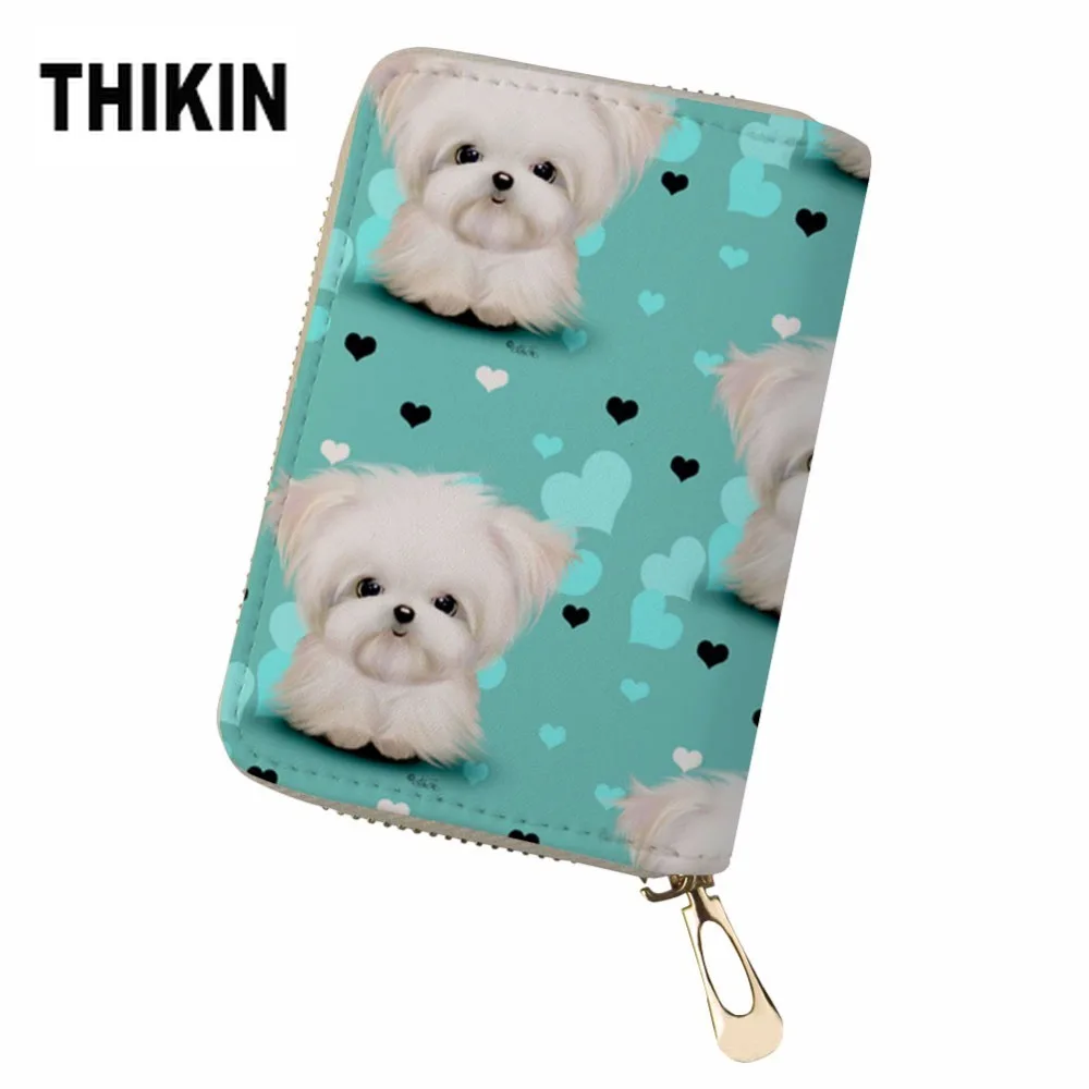 THIKIN милый Bichon Puppy для женщин Id Card Holder Высокое качество кошелек для кредитных карт Ретро свежая индивидуальность Monedero кошельки из