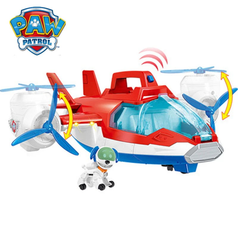 Paw Patrol Dog Toys Rescue Patrol Aircraft Yacht Load Captain Robot Dog Sound Effect plane Patrulla Canina Action Figures Gift