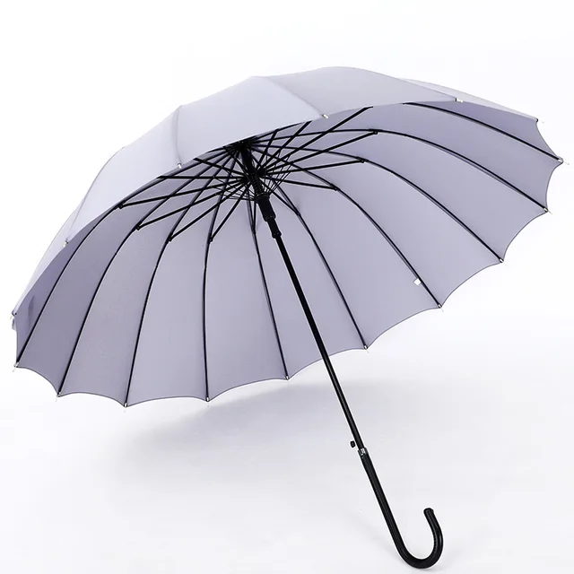 New Sky Blue Umbrella Rain Women Men 16K Windproof Long Handle