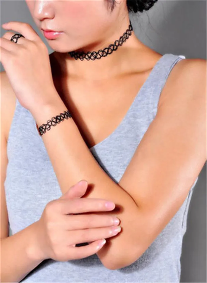 13 colors Hot Selling Vintage Stretch Tattoo Choker Necklace Gothic Punk Grunge Henna Elastic with Choker Necklaces (19)